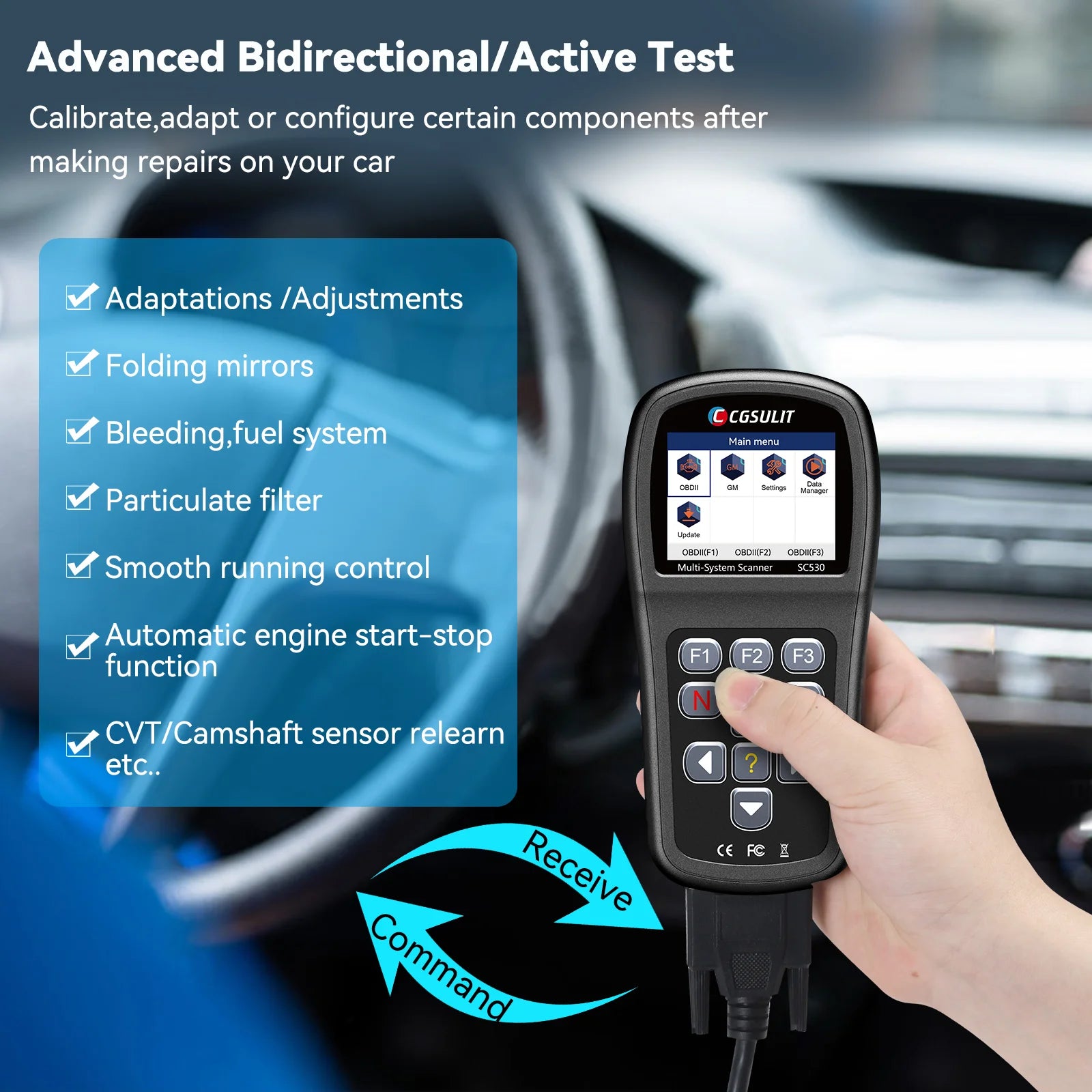 cgsulit sc530 gm obd2 scanner is a bi-directional scan tool.
