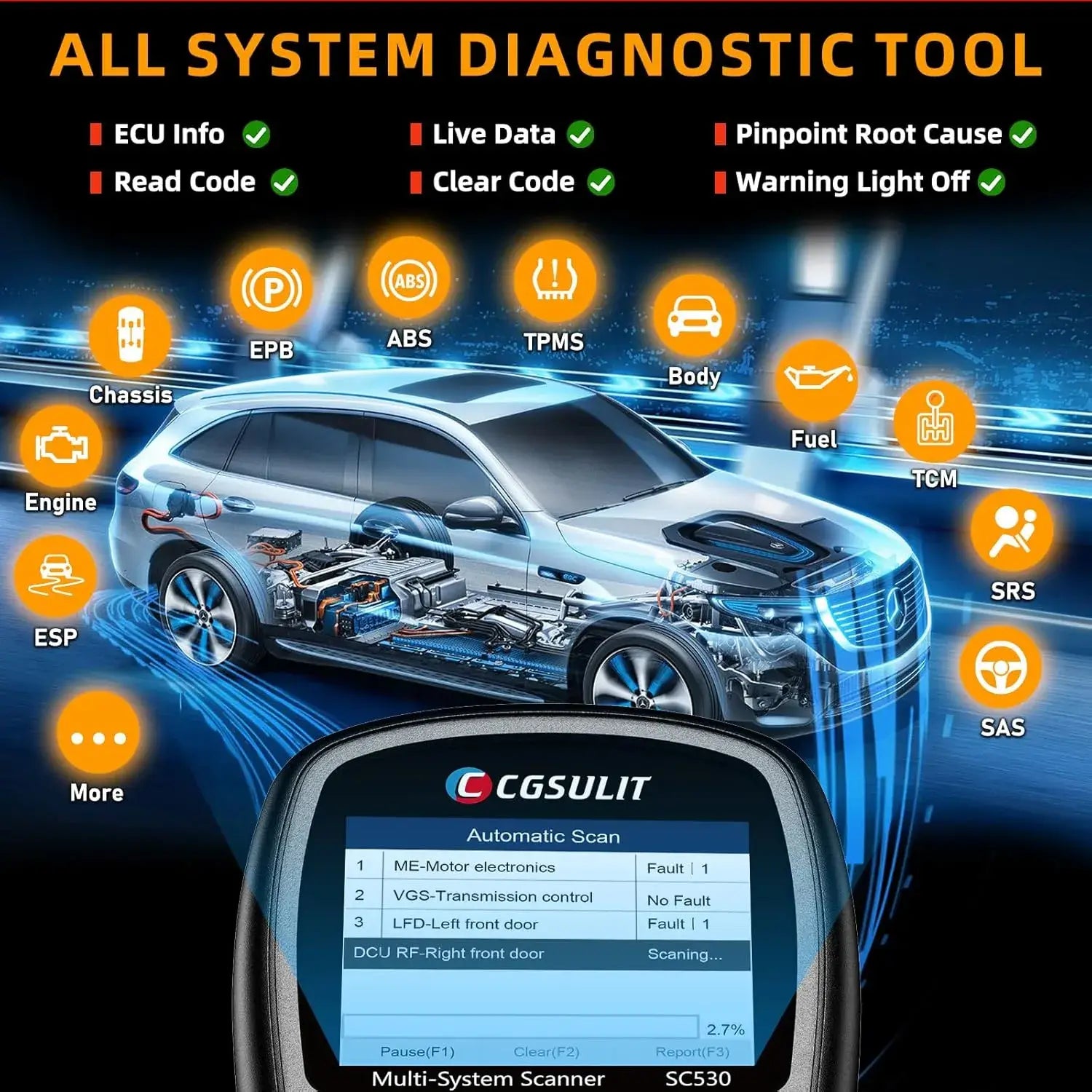 cgsulit sc530 pro mercedes benz obd2 scanner with full system diagnostic