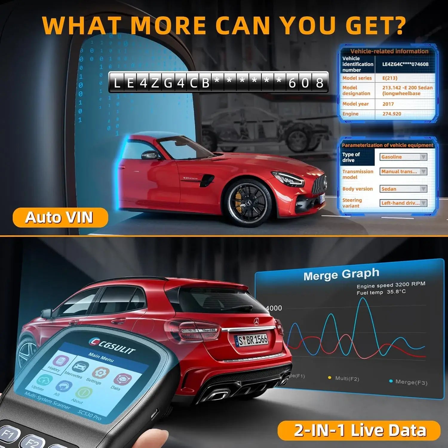 cgsulit sc530 pro mercedes benz scanner offers auto Vin and live data