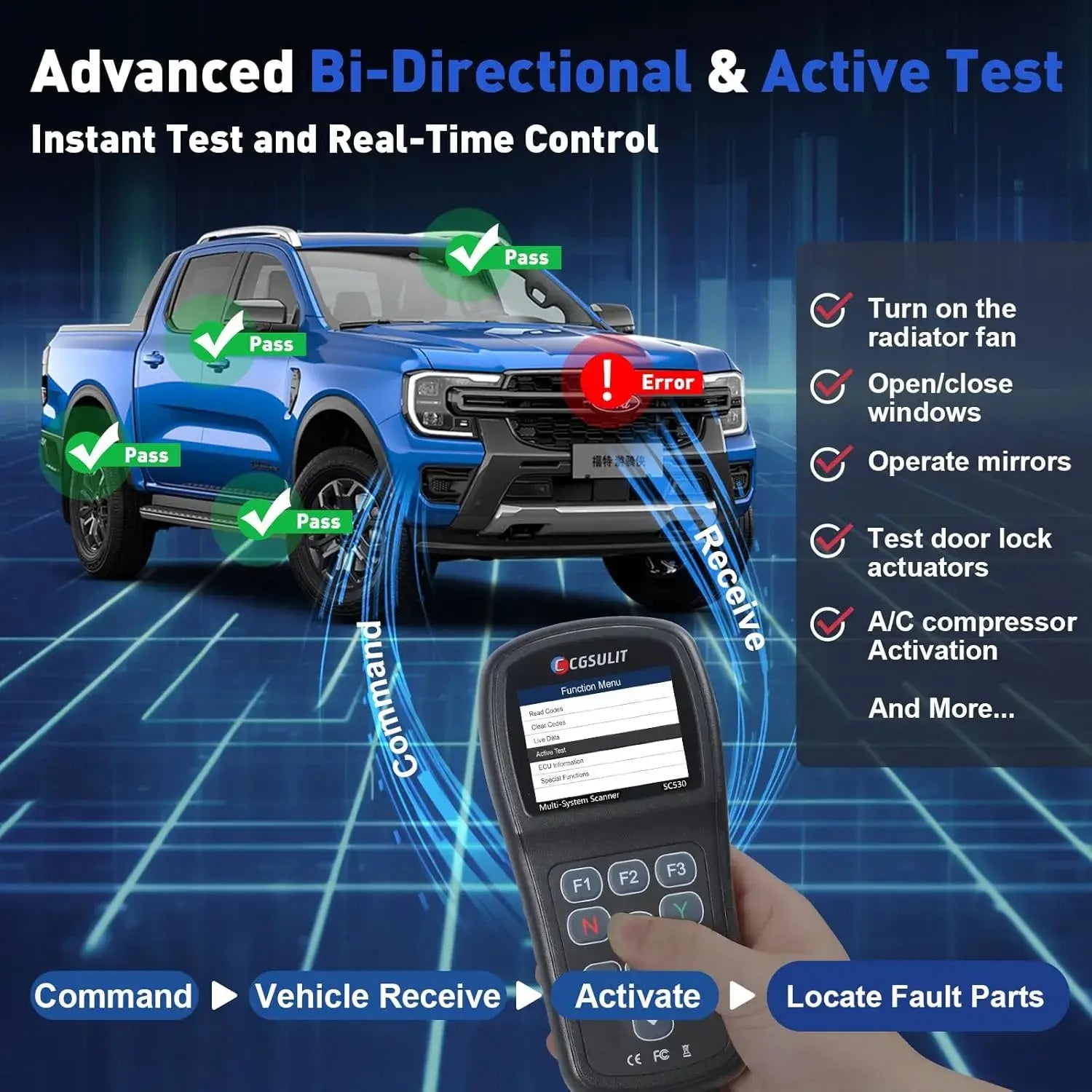 cgsulit sc530 pro ford obd2 bi-directional scan tool
