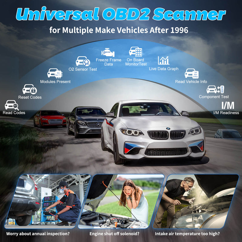 CGSULIT SC530 Universal OBD2 Scanner for multiple make vehicles after 1996. It supports 12 OBD modes.
