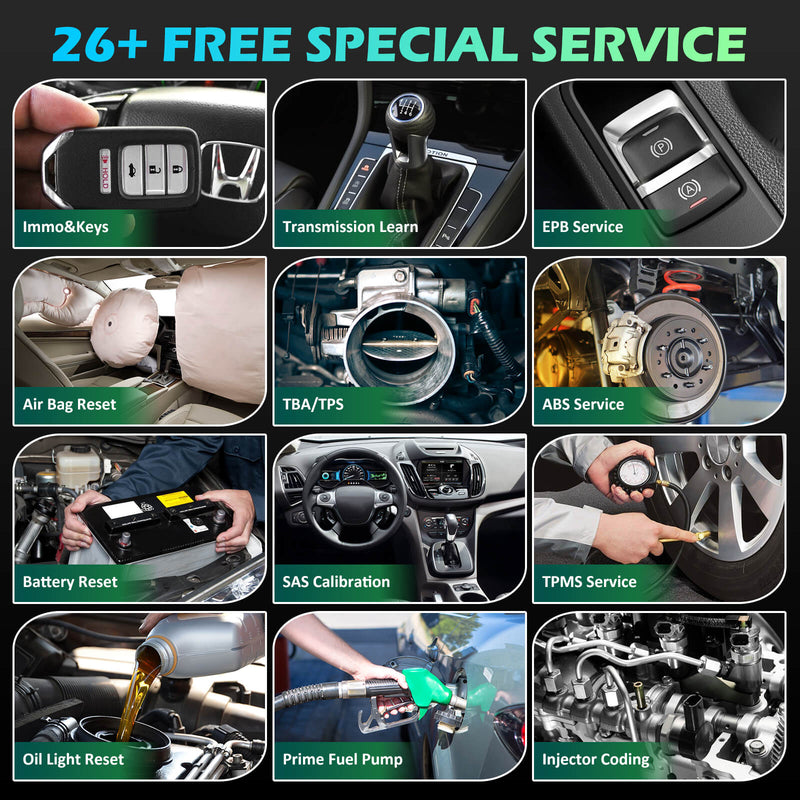CGSULIT SC530 Honda Scan Tool has 26+ special functions. Get your service done efficiently and effortlessly. It performs oil light reset, immo&keys, abs bleeding, air bag reset, TBA/TPS, EPB service, battery reset, sas calibration, TPMS service, injector coding and more functions.