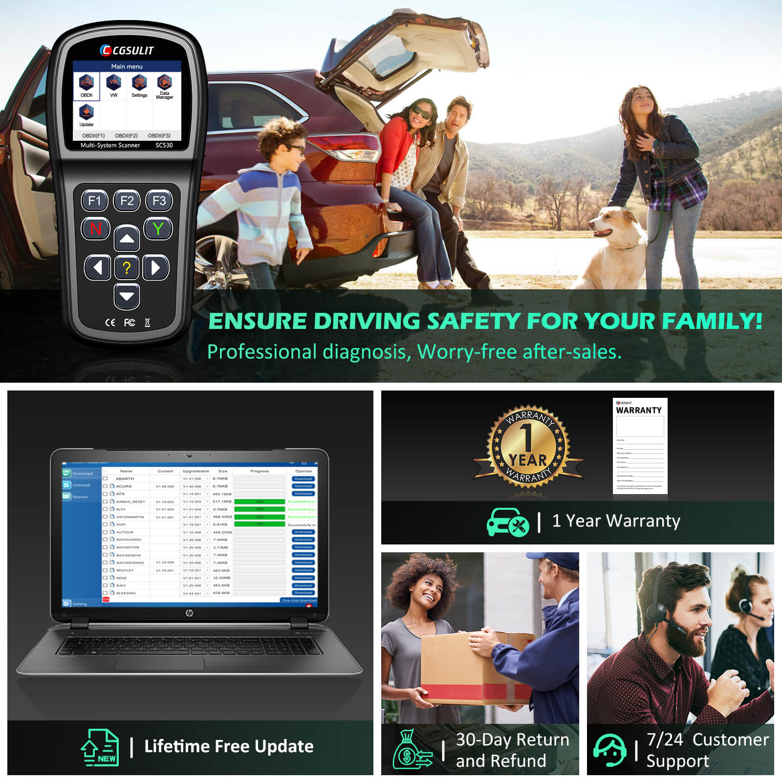 cgsulit sc530 vag full system diagnostic scanner-ensure driving safety for your family!