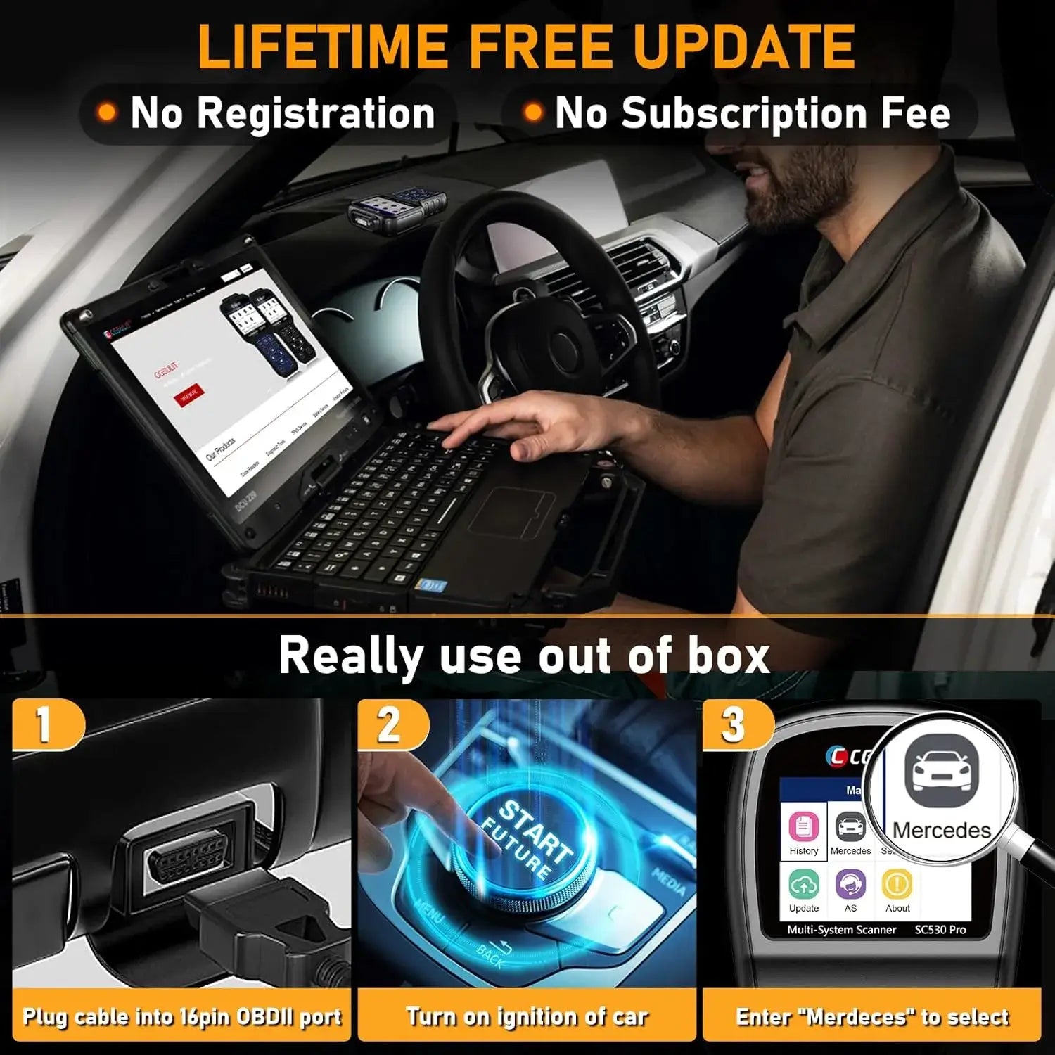 cgsulit sc530 pro mercedes benz scanner lifetime free update