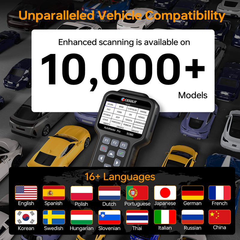 cgsulit sc880 obd2 scanner supports 16+ languages