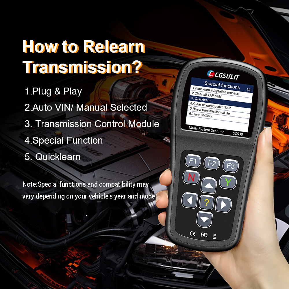 relearn transmission with obd2 scanner sc530