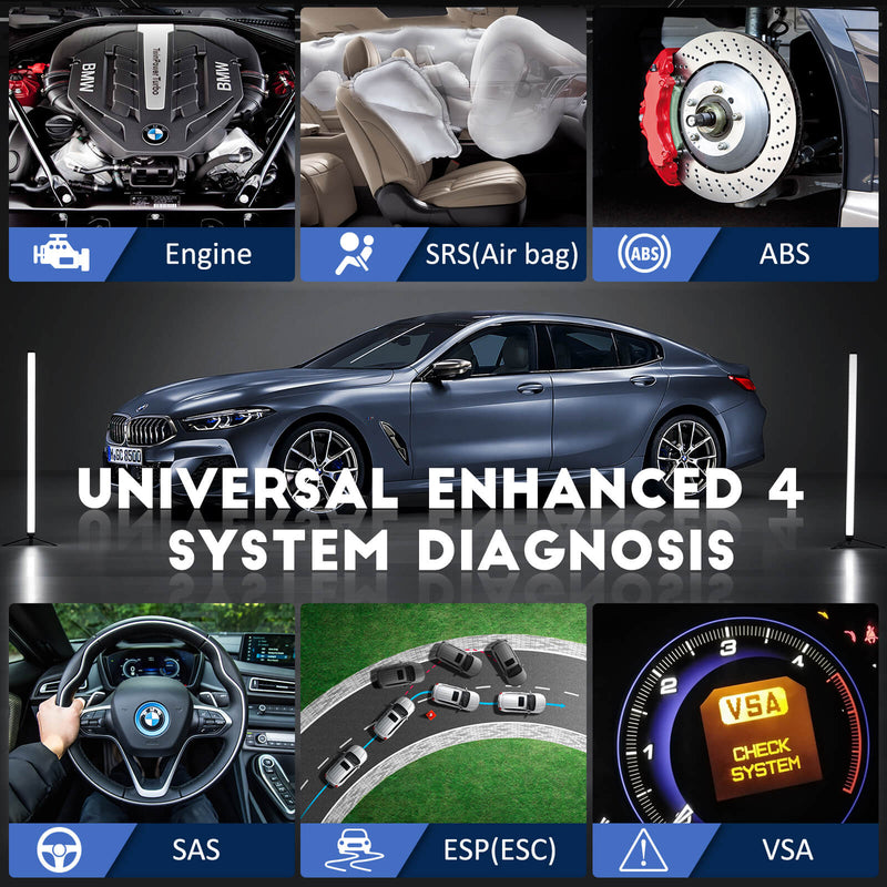 CGSULIT SC630 Universal OBD2 Scanner, 4 system diagnosis: Engine, SRS, ABS, SAS(ESP)(ESC)(VSA).
