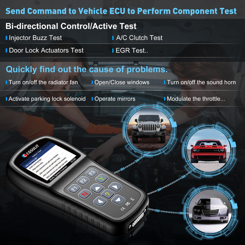 SC530 Bi-directional scan tool sends commands to the vehicle ECU for component testing, which helps to quickly find out the cause of the problem.