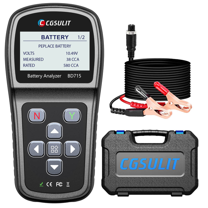 CGSULIT BD715 Car Battery Tester 12V 24V Cranking & Charging System Analyzer for 100-2000 CCA Battery