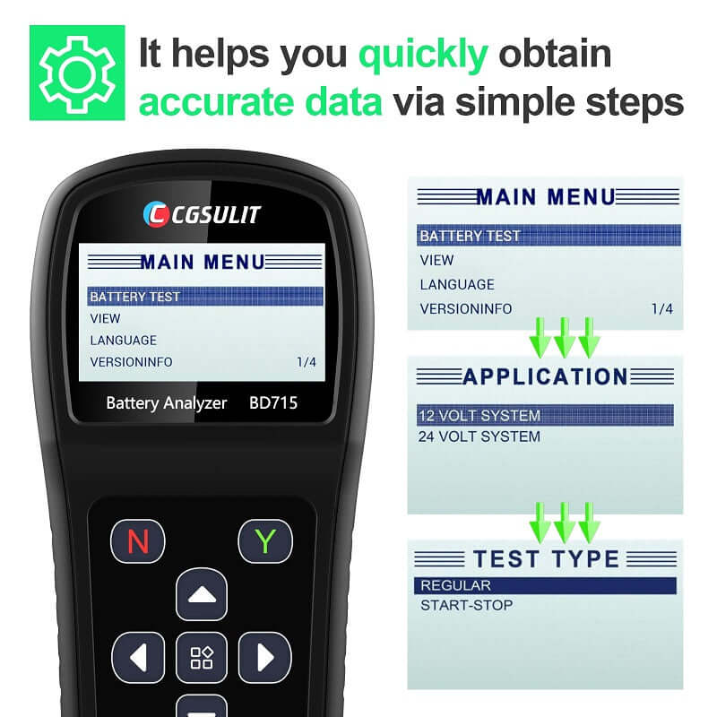 CGSULIT BD715 12V 24V Automotive Battery Tester Instruction