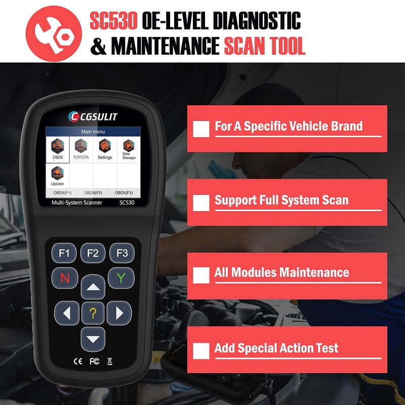 CGSULIT SC530 Full System Auto Scan Tool OE-Level Diagnostic for Specific  Make OBD2 Scanner with Bi-Directional Control